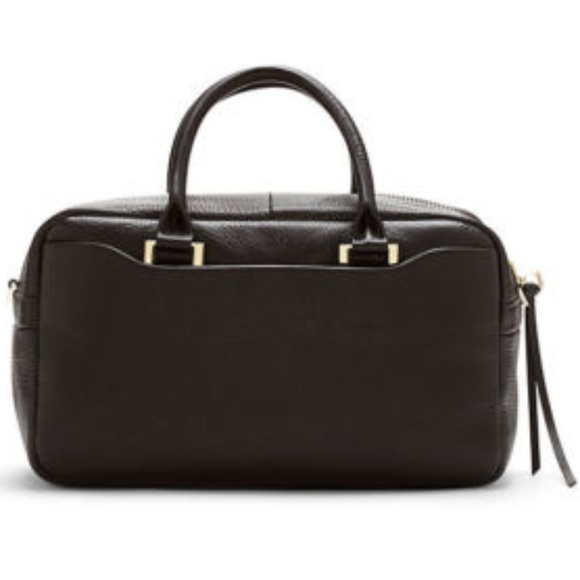 VINCE CAMUTO SIGNATURE BLACK Zip LEATHER SATCHEL - Picture 2 of 3